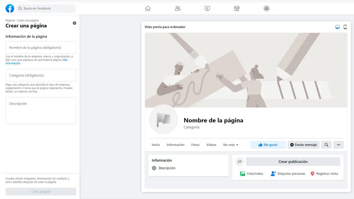 Crear una página de Facebook para empresas